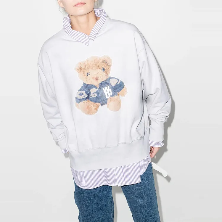 WE11DONE Denim Jacket Teddy print Sweatshirt-1
