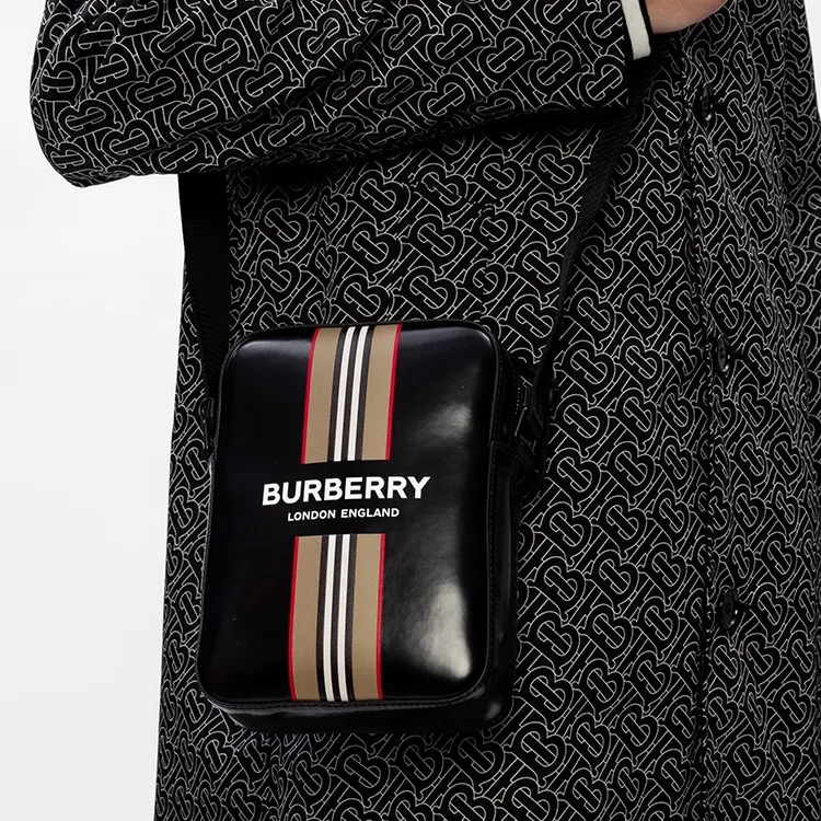 Burberry Coated Canvas Crossbody Bag, Shoulder Bag Men's Black-5