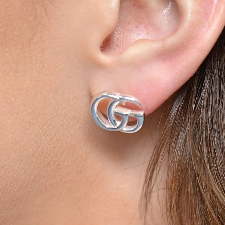 GUCCI 925 Sterling Silver Stud Earrings Women's Silver-6