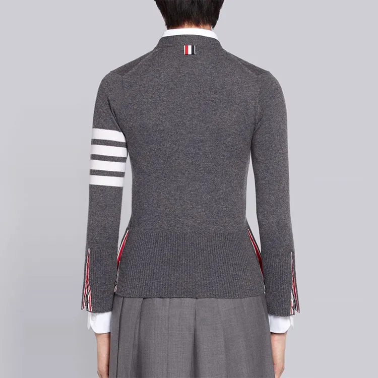 THOM BROWNE 4 Bar Striped Buttoned Cardigan-3