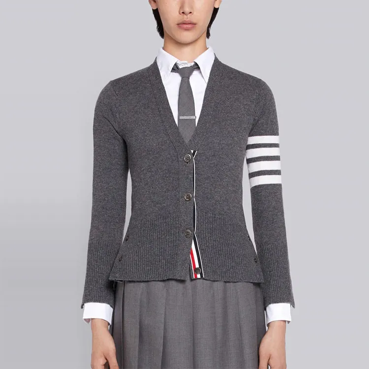 THOM BROWNE 4 Bar Striped Buttoned Cardigan-2