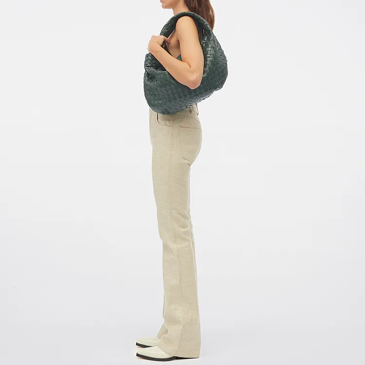 Bottega Veneta Sheepskin Portable Crossbody Bag Shoulder Bag Women's Dark Green-3