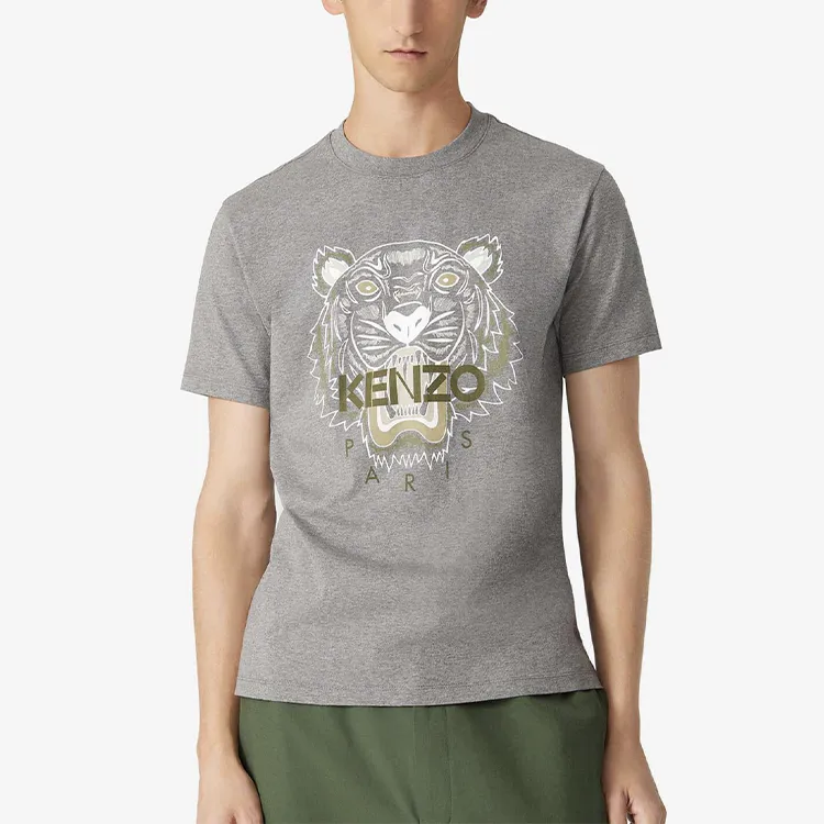 KENZO Classic Tiger Head T Shirts Men Gray-3