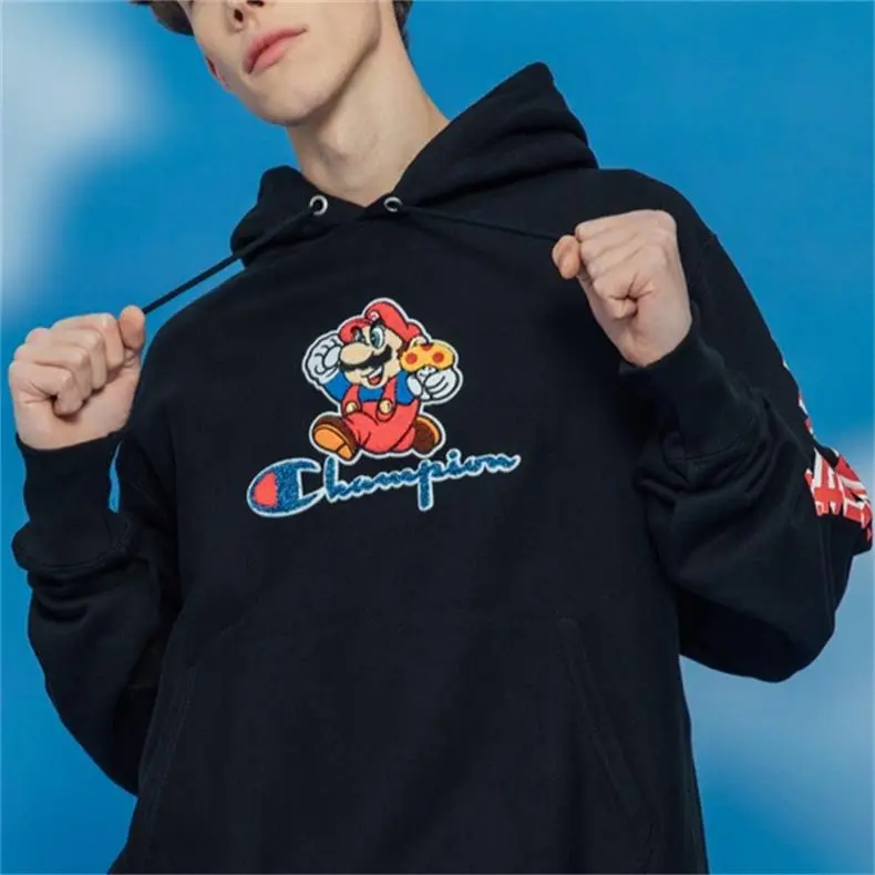 Mens Hoodie Champion X Mario Hoodie Hooded Sweatshirt Champion