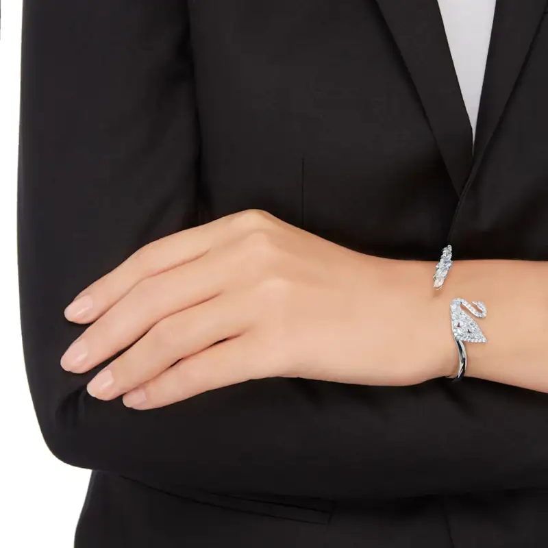 Swarovski Rhodium Plated Bangles Women's Silver-4