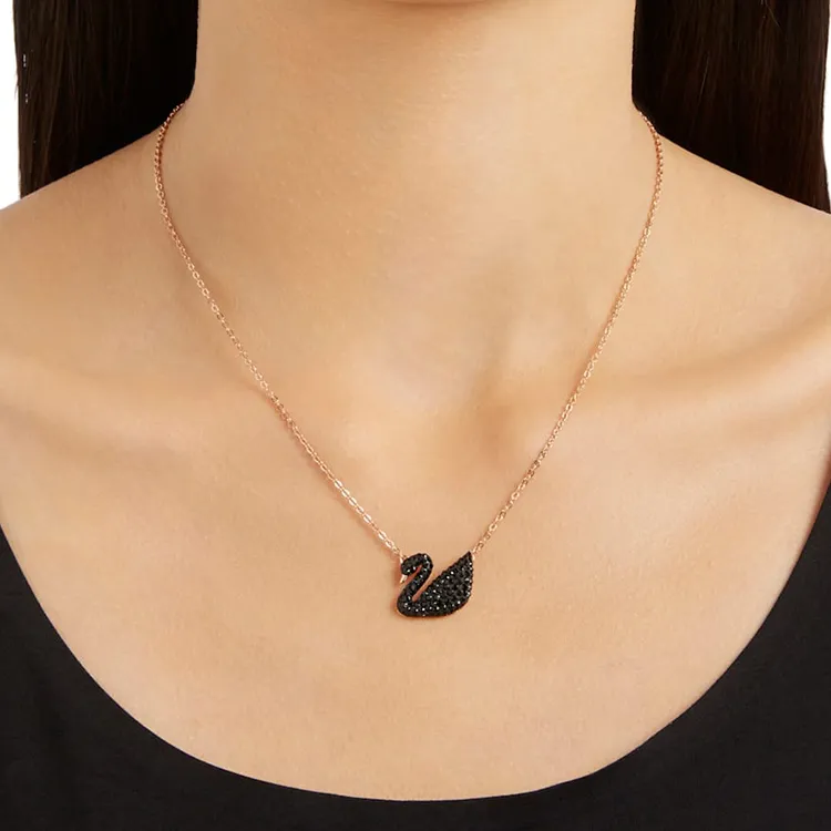 Swarovski Faux Crystal Stone Necklaces Women's Black-5