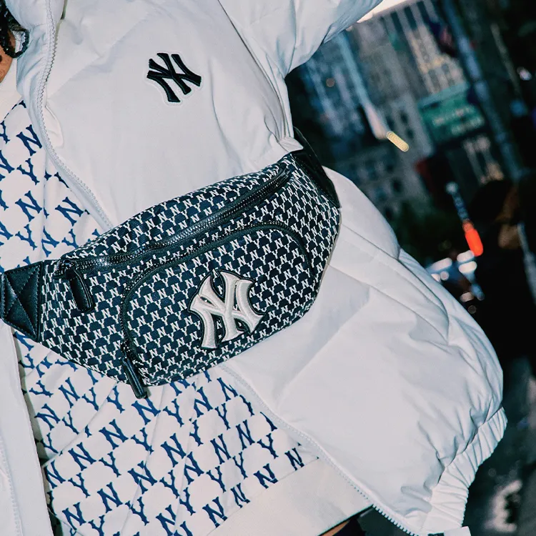 MLB Monogram Collection Polyamide One Shoulder Crossbody Bag Sling Bag Fanny Pack Regular Unisex Black-4
