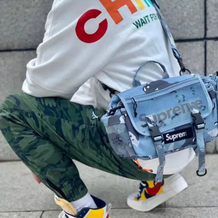 Supreme Spring/Summer 2020 Collection Polyester Shoulder Bag, Crossbody Bag, Fanny Pack Men's Blue White-5