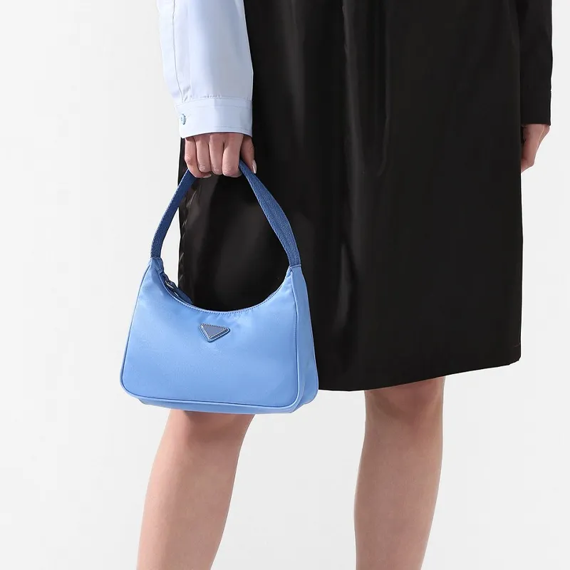 PRADA Hobo Nylon Underarm Handbag, Shoulder Bag Women's Blue-3