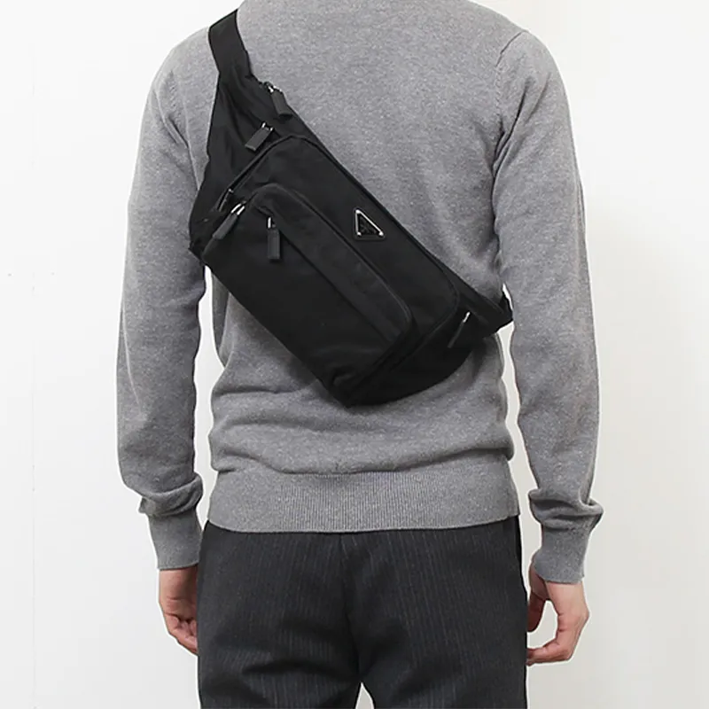PRADA Fabric Fanny Pack Sling Bag Crossbody Bag Regular Men's Black-7