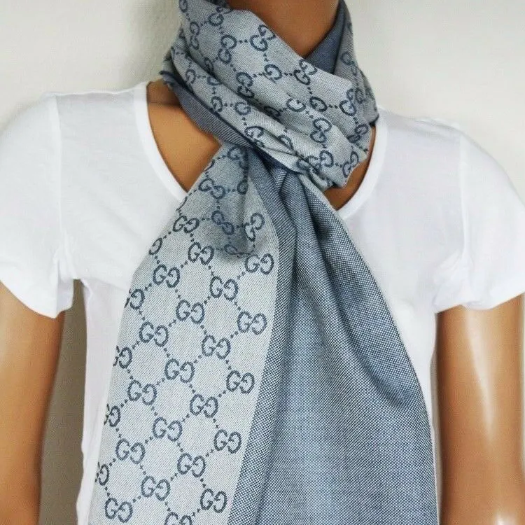 GUCCI GG Wool&Silk Knit Scarf-4