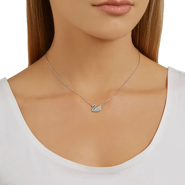 Swarovski Faux Crystal Stone Necklaces Women's Silver-2