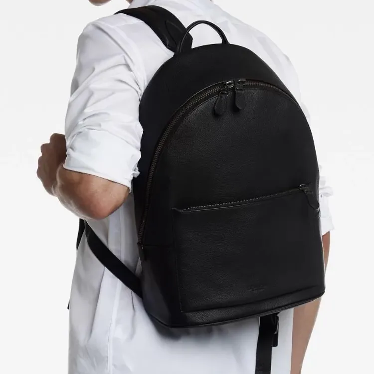 COACH Metropolitan Leather Backpack Large Size Men's Black-7