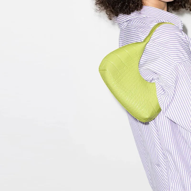 By Far Baby Amber Genuine Leather Shoulder Bag Crescent Bag Handbag Shoulder Bag Women's Lime Yellow-3