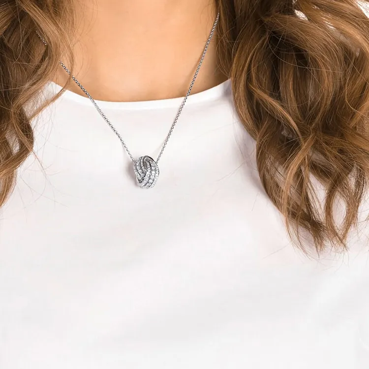 Swarovski White Gold Plated Tone Necklaces Women's Silver White-2