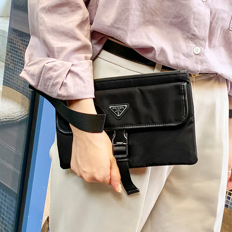 PRADA Fabric Clutch Men's Black-4