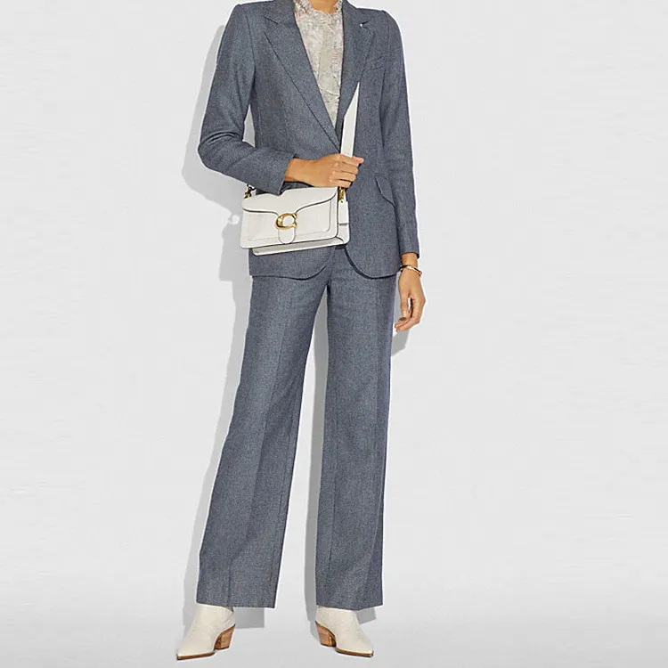 COACH Tabby Polished Pebbled Leather Wine God Bag Shoulder Bag Crossbody Bag Medium Size Women's White-3