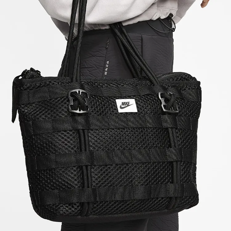 Nike Air Tote Bag Polyester Tote Bag Shopping Bag Shoulder Bags Handbags Regular Unisex Pure Black-5