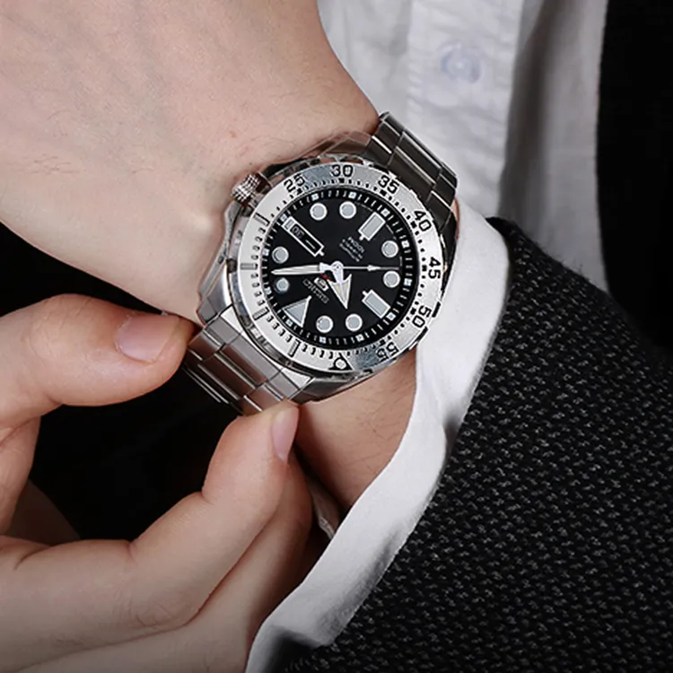 SEIKO Automatic Mechanical Movement Stainless Steel Strap Watch 44.3mm Men's Watches Black Dial SRP599J1-1