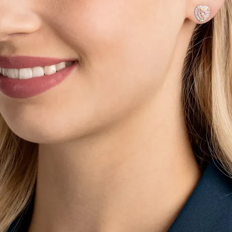 Swarovski Rose Gold Plated Stud Earrings Women's Pink-3