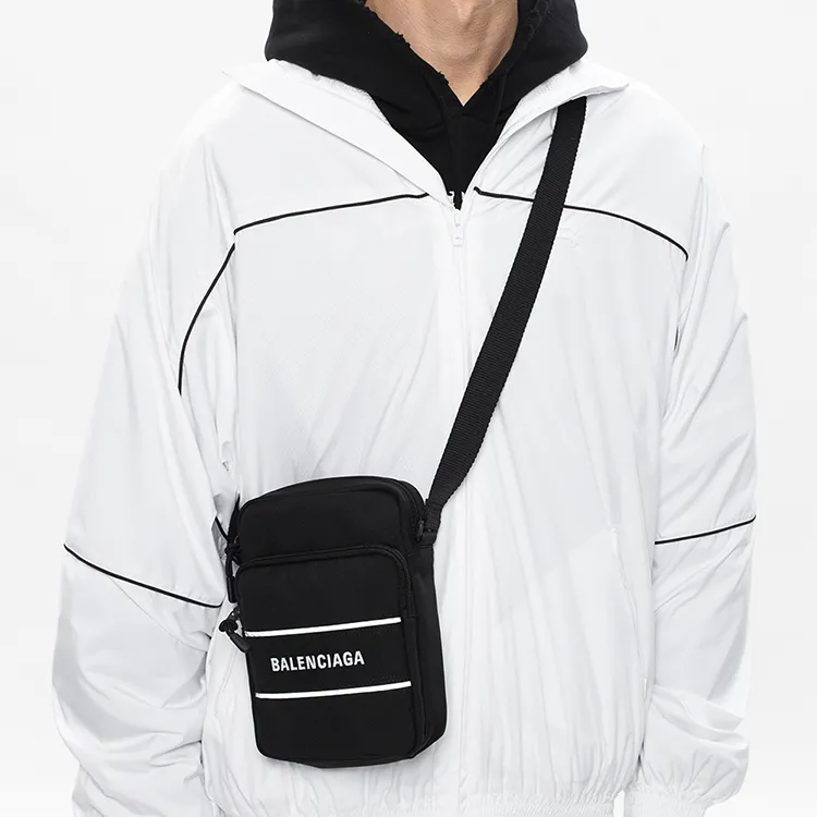 Balenciaga Nylon Messenger Bag, Shoulder Bag Unisex Black-6