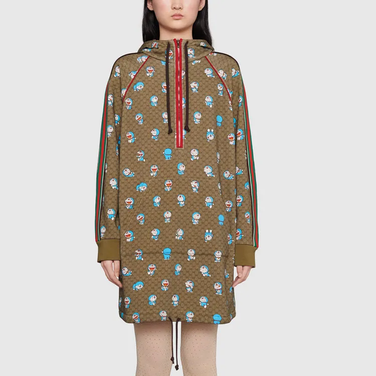 GUCCI x Doraemon Long Sleeved Dresses Women's Brown-2