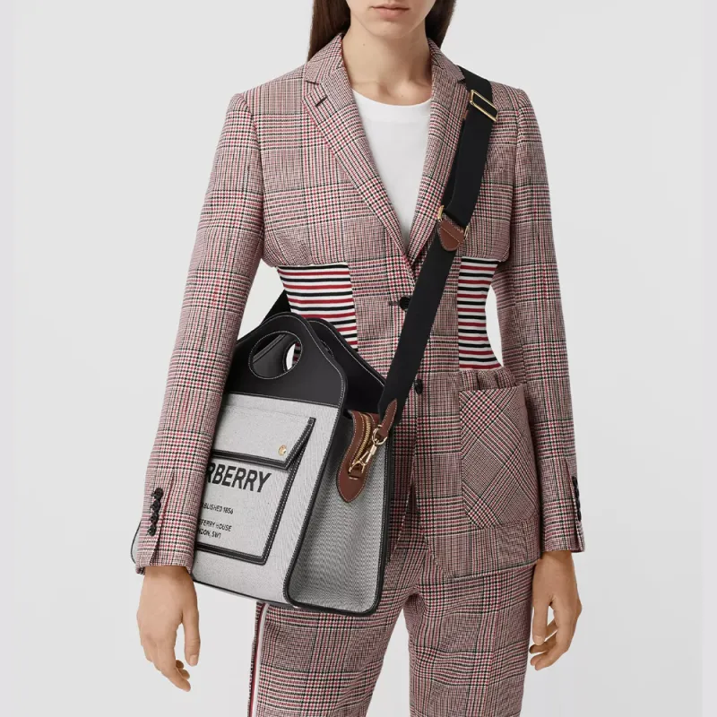 Burberry Cow Leather Tote Bag, Shopping Bag, Shoulder Bag, Crossbody Bag, Handbag Medium Size Unisex Black-6