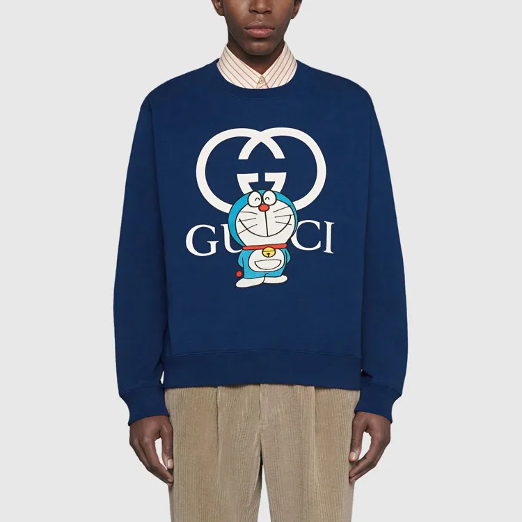 Doraemon X GUCCI Sweatshirts Unisex Blue-5