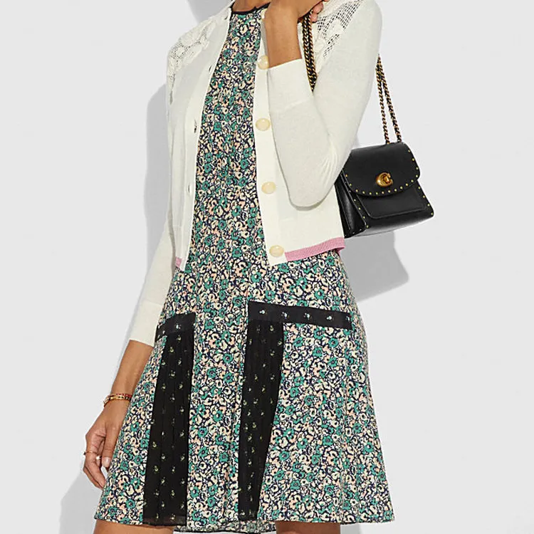 COACH Parker Cow Leather Chain Bag Crossbody Bag Shoulder Bag Women's Black-3