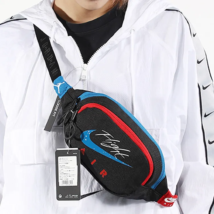 Jordan Polyester Shoulder Crossbody Bag, Fanny Pack Regular Unisex Red & Blue/Black-3