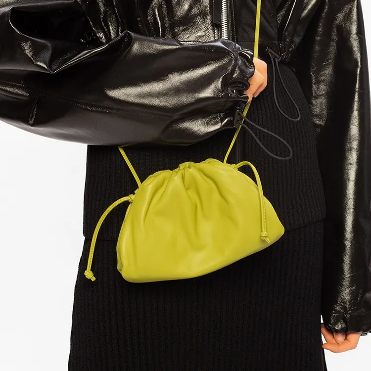 Bottega Veneta Cow Leather Shoulder Bag Women's Light Green-3