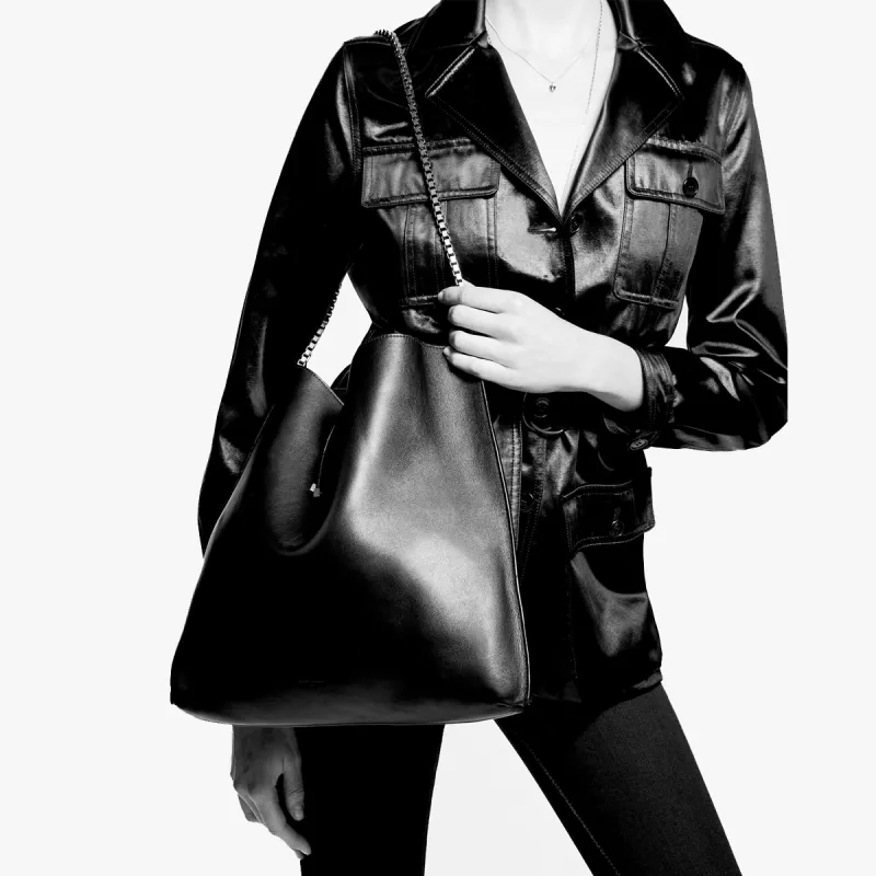 SAINT LAURENT Suzanne Leather Handbag Women's Black-6