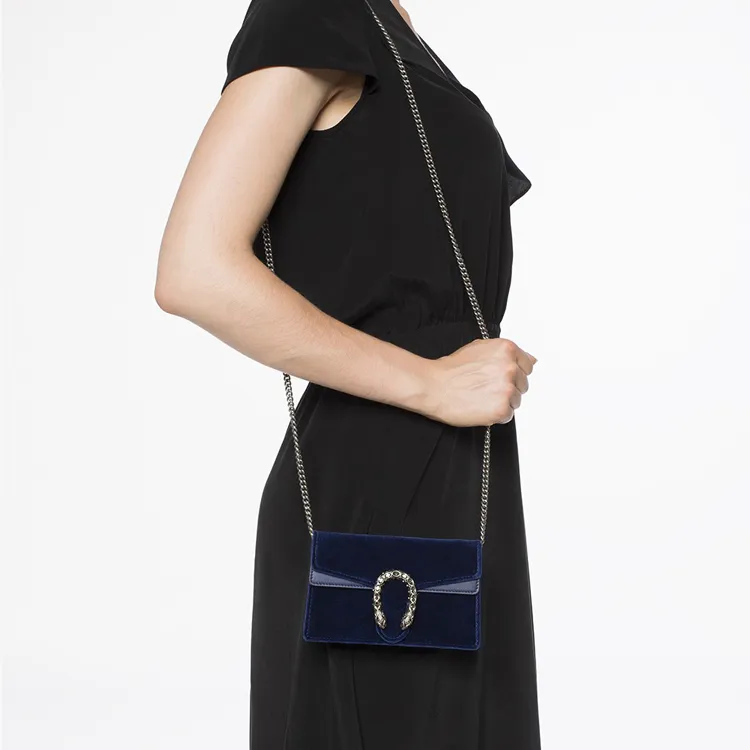 GUCCI Dionysus Velvet Chain Crossbody Bag Shoulder Bag Extra Mini Women's Dark Blue-5