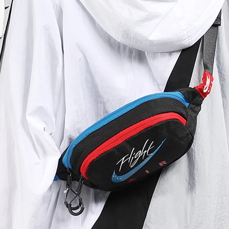 Jordan Polyester Shoulder Crossbody Bag, Fanny Pack Regular Unisex Red & Blue/Black-4