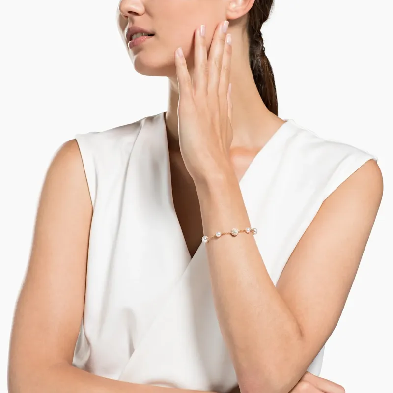 Swarovski Remix Collection Crystal Bracelets Women's White/Rose Gold Plated-4