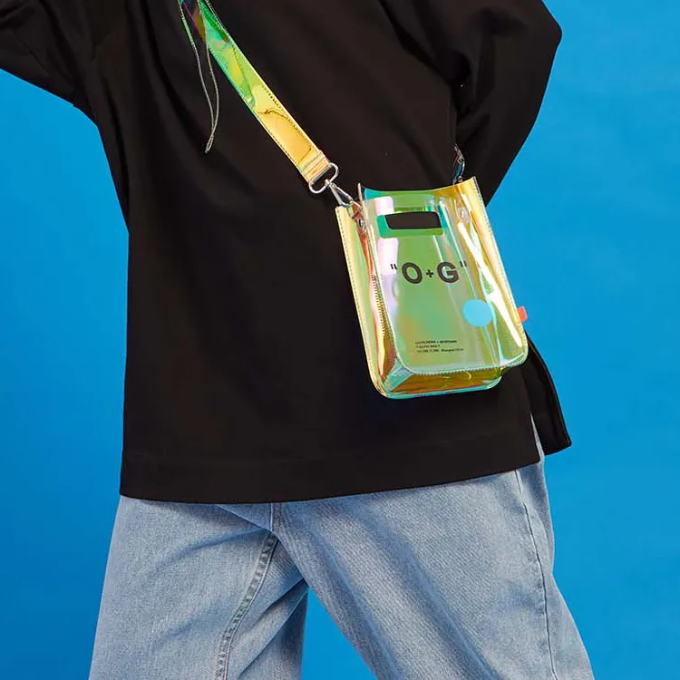 ORIGINAL X YOUTH GAON Collaboration PVC Shoulder Bag Crossbody Bag Medium Size Unisex Laser Blue-2