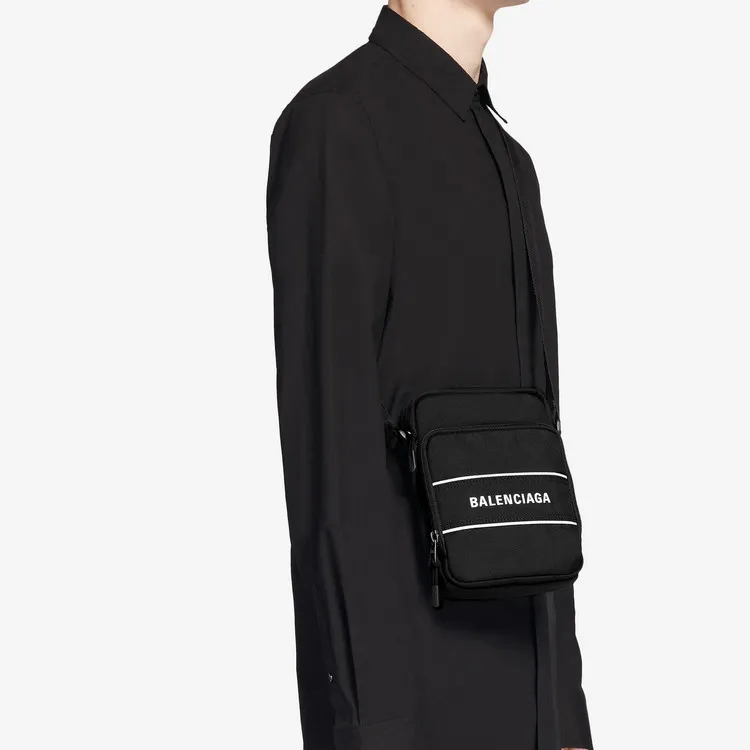 Balenciaga Nylon Messenger Bag, Shoulder Bag Unisex Black-5