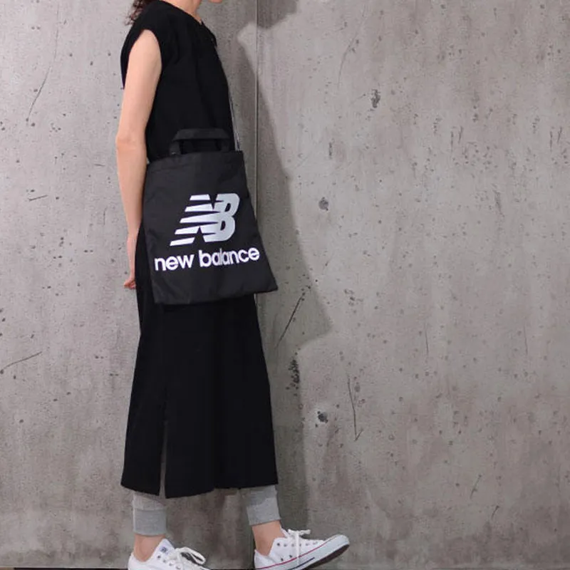 New Balance Fabric Tote Bag Shopping Bag Portable Crossbody Bag Shoulder Bag Unisex Black-6