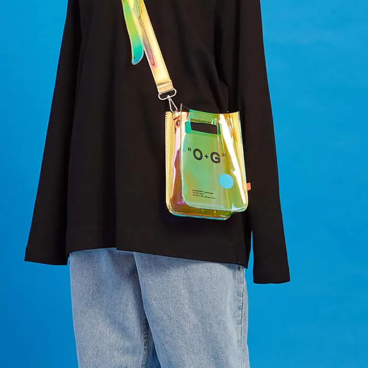 ORIGINAL X YOUTH GAON Collaboration PVC Shoulder Bag Crossbody Bag Medium Size Unisex Laser Blue-3
