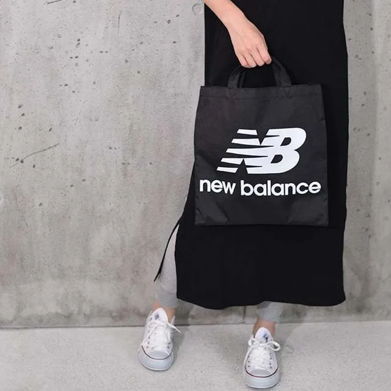 New Balance Fabric Tote Bag Shopping Bag Portable Crossbody Bag Shoulder Bag Unisex Black-5