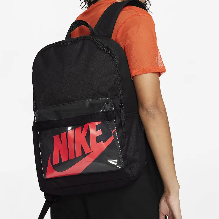 Nike Heritage Polyester Backpack Regular Unisex Black Red-4
