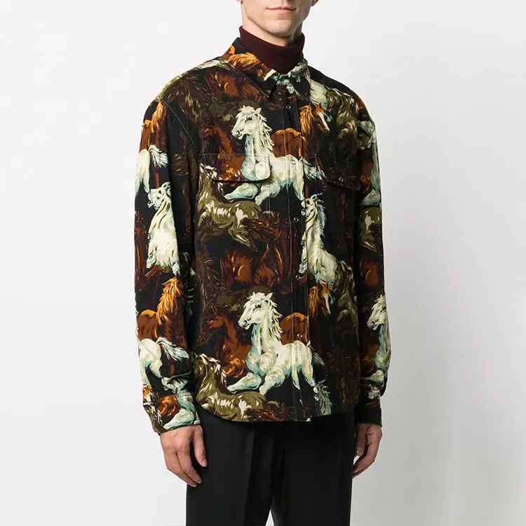 KENZO Shirts Men Black Brown-2