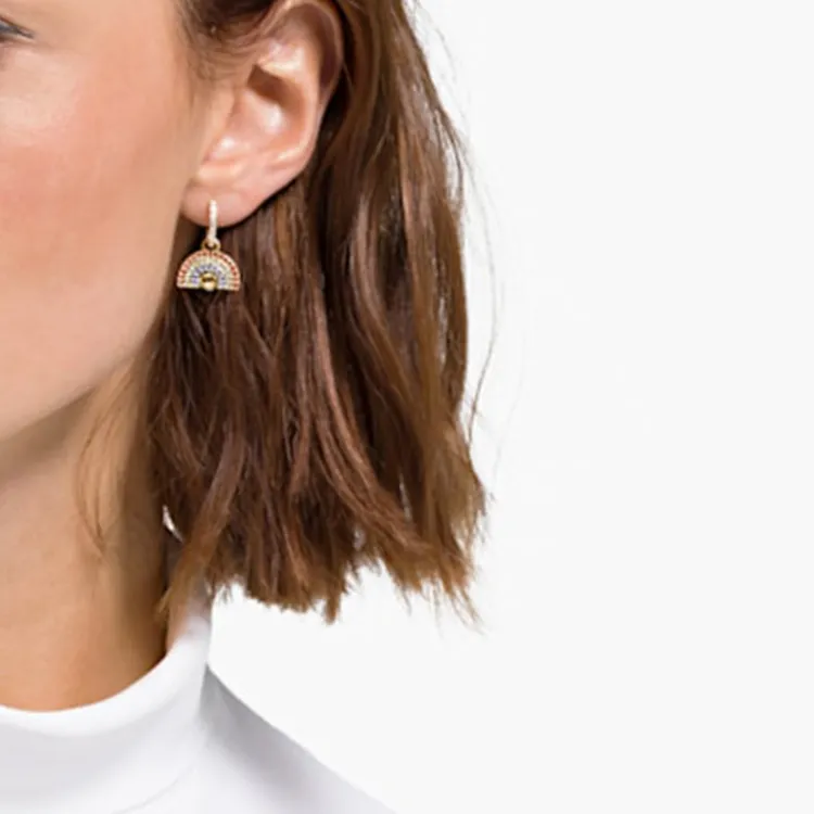 Swarovski Sparkling Dance Earrings Women's Gold Plated-4