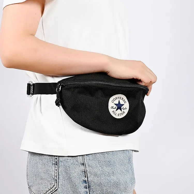 Converse Polyester One Shoulder Crossbody Fanny Pack Regular Unisex Black-3