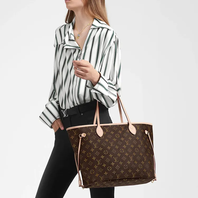 LOUIS VUITTON Neverfull MM Monogram Handbag Tote Women's Brown/Cherry-9