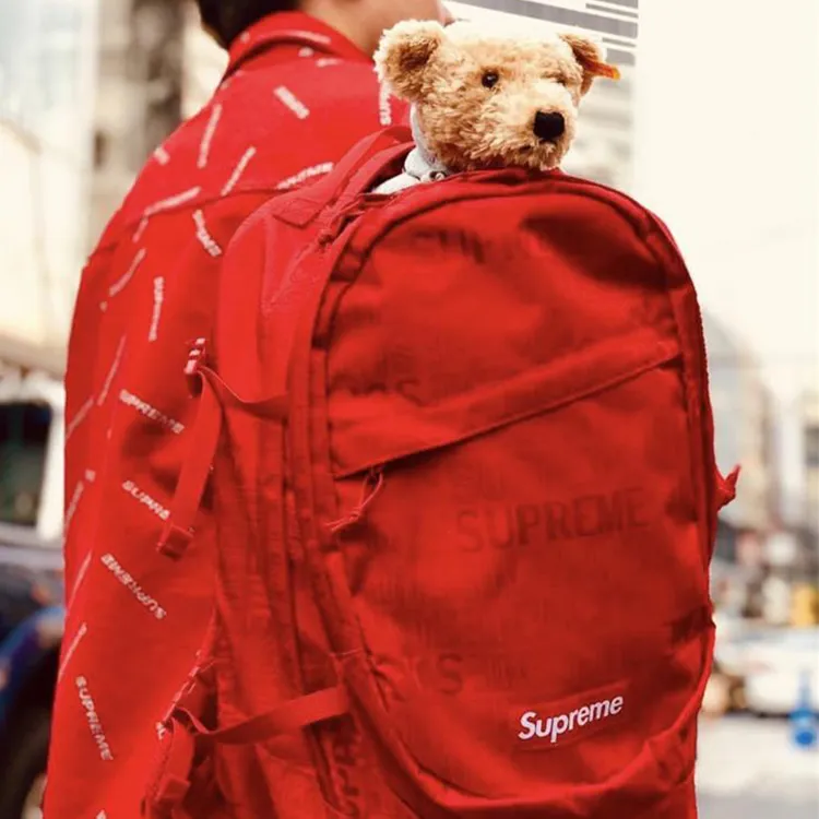 Supreme Polyester Backpack Unisex Red-3