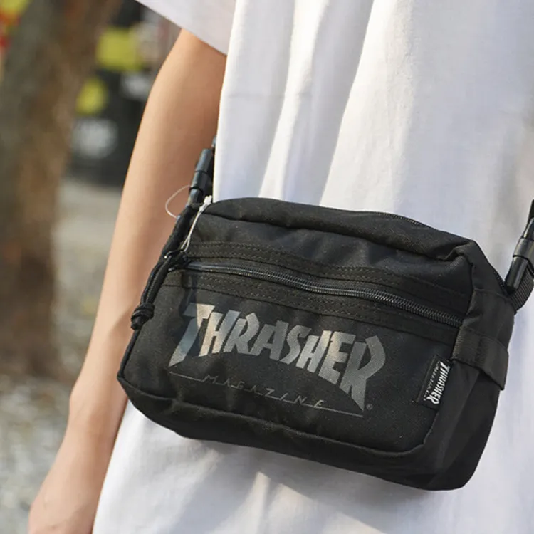 Thrasher Canvas Small Crossbody Bag Shoulder Bag Crossbody Bag Unisex Black-6