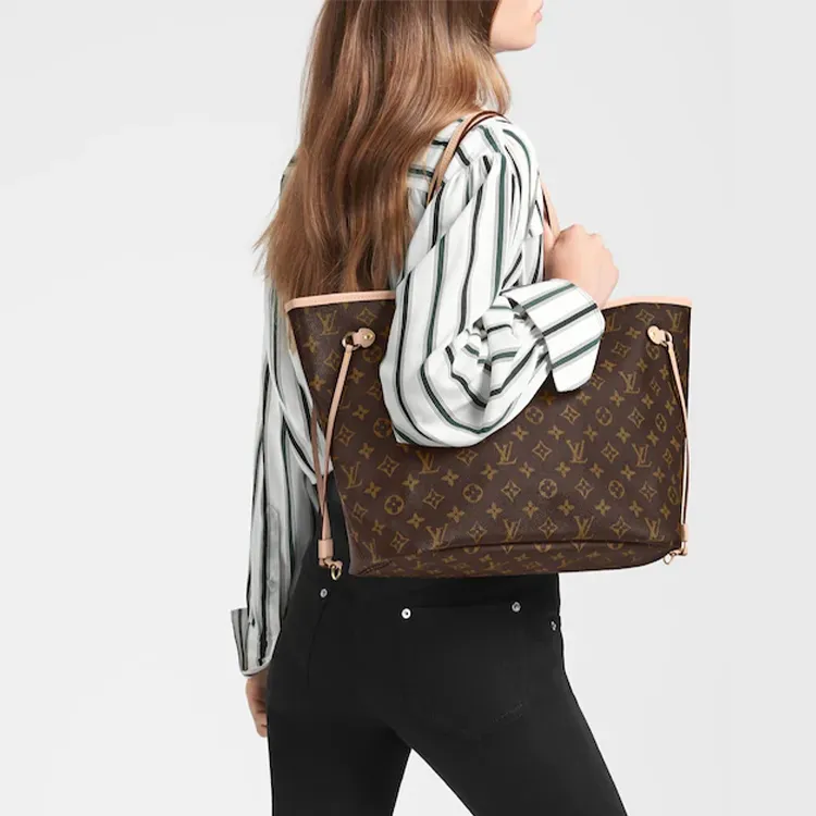 LOUIS VUITTON Neverfull MM Monogram Handbag Tote Women's Brown/Cherry-10