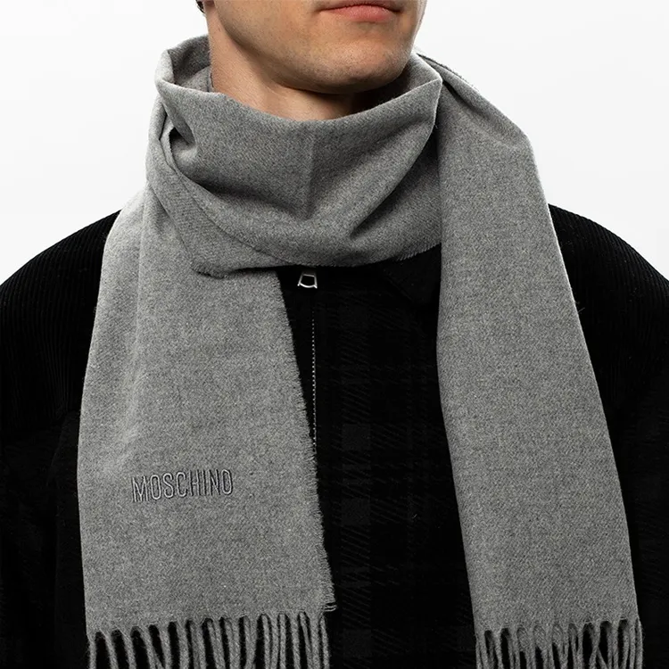 MOSCHINO Knit Scarves Unisex Dark Gray-4