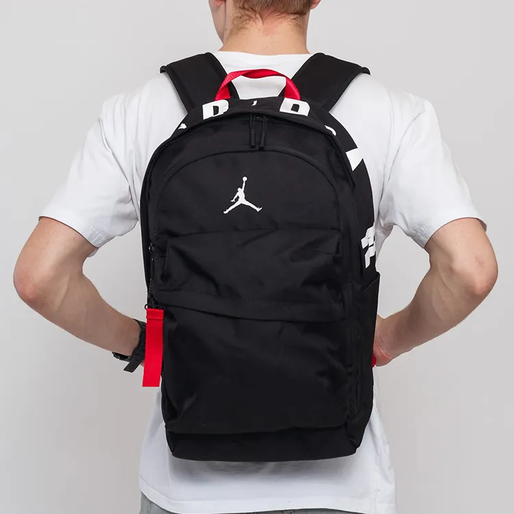 Jordan Polyester Backpack Regular Unisex Black Red-1